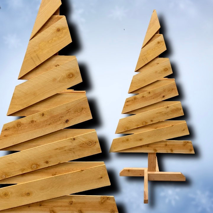 Large Angled Wooden Holiday Tree